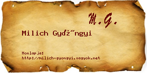 Milich Gyöngyi névjegykártya