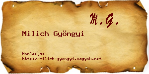 Milich Gyöngyi névjegykártya